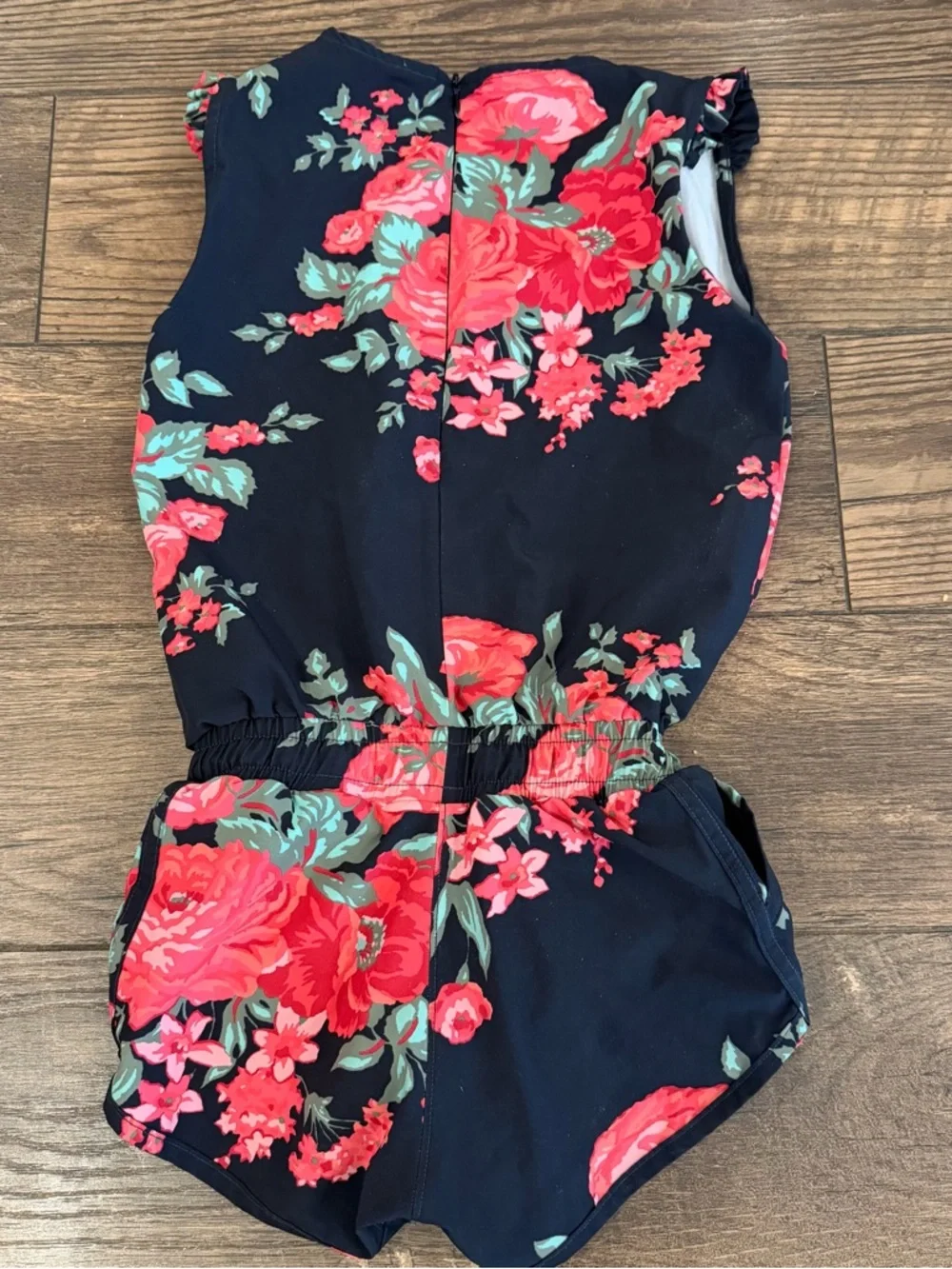 Albion Girls Floral Black/Red/Pink Romper Jumpsuit‎ Size 6